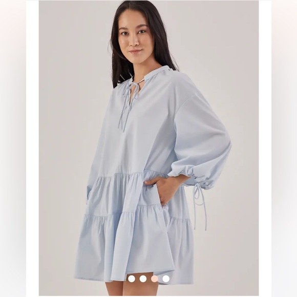 New! LOVE, BONITO Gloria Trapeze Dress Small Baby Blue - Picture 3 of 5